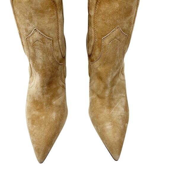 Christian Louboutin Santia Botta 85 Suede Knee High Western Boots 38.5 - Picture 10 of 15